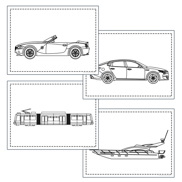 Transportation Vehicles Coloring Pages | Air Land and Water | Realistic Style