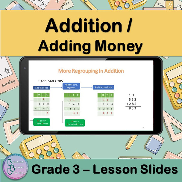 Addition – Adding Money | PowerPoint Lesson Slides for 3rd Grade | Regrouping