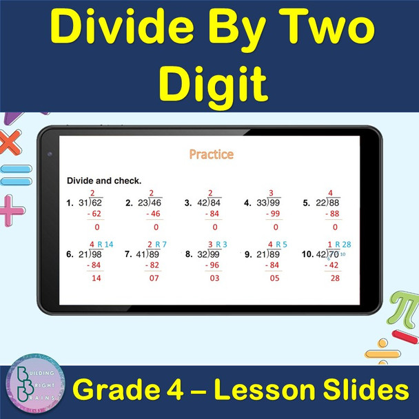 Division | Divide By Two Digit | 4th Grade PowerPoint Lesson Slides