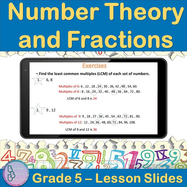 Number Theory and Fractions | 5th Grade PowerPoint Lesson Slides GCF & LCM
