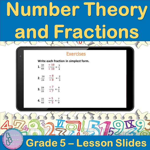 Number Theory and Fractions | 5th Grade PowerPoint Lesson Slides GCF & LCM