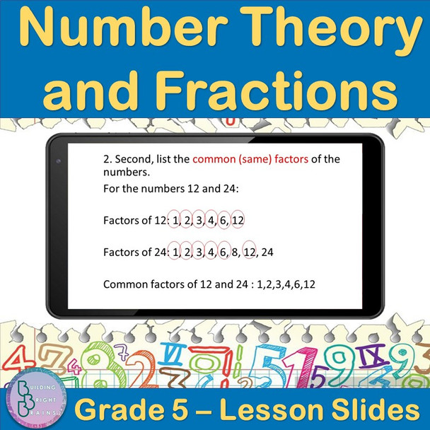 Number Theory and Fractions | 5th Grade PowerPoint Lesson Slides GCF & LCM