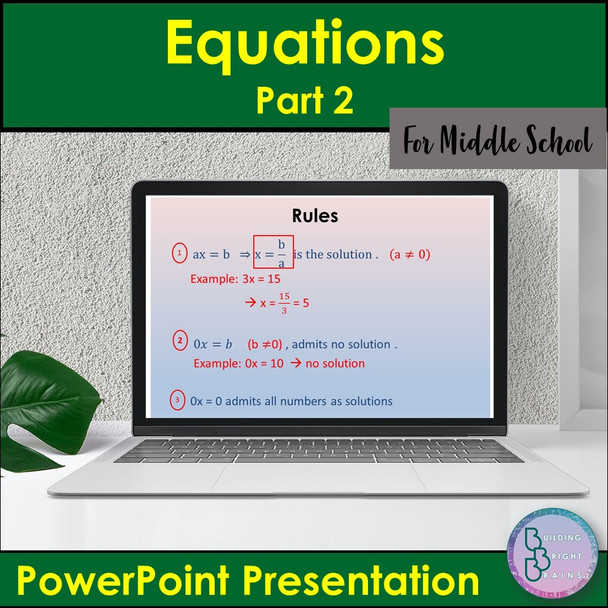 First Degree Equations part 2 PowerPoint Presentation Math Lesson Middle School