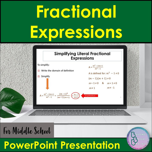 Fractional Expressions PowerPoint Presentation Lesson Middle School Math Algebra