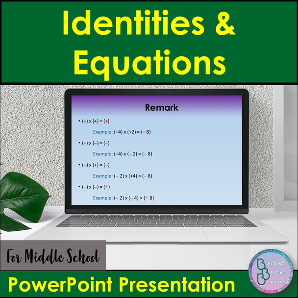 Identities and Equations PowerPoint Presentation Math Lesson Middle School