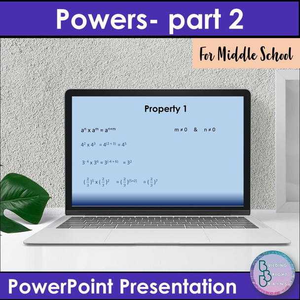 Powers Part 2 PowerPoint Presentation Lesson Middle School Math | Algebra