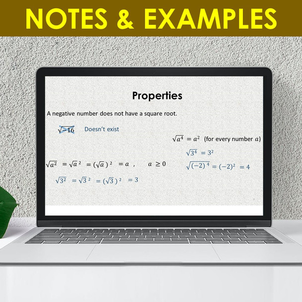 Square Roots part 2 PowerPoint Presentation Math Lesson Middle School Radical