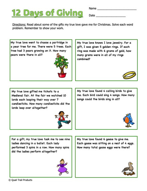 Grade 3 MATH Worksheets | Christmas Theme