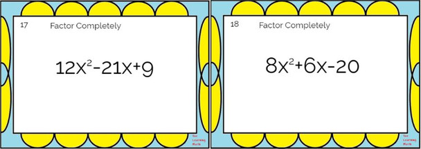 Factoring Quadratic Trinomials where a > 1 : Google  Slides - 20 Problems