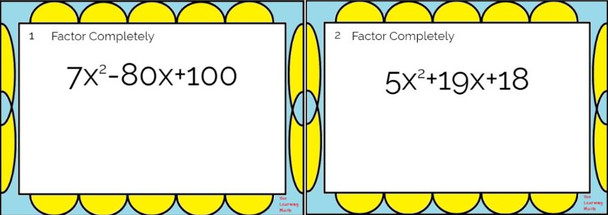 Factoring Quadratic Trinomials where a > 1 : Google  Slides - 20 Problems