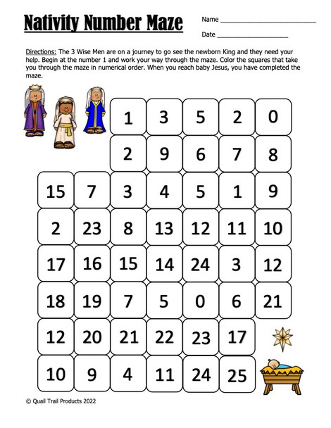 Grade 1 and Grade 2 MATH Worksheets | Christmas Theme