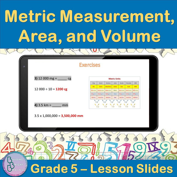 Metric Measurement Area and Volume | 5th Grade PowerPoint Lesson Slides