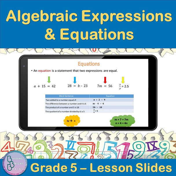 Algebraic Expressions and Equations | 5th Grade PowerPoint Lesson Slides