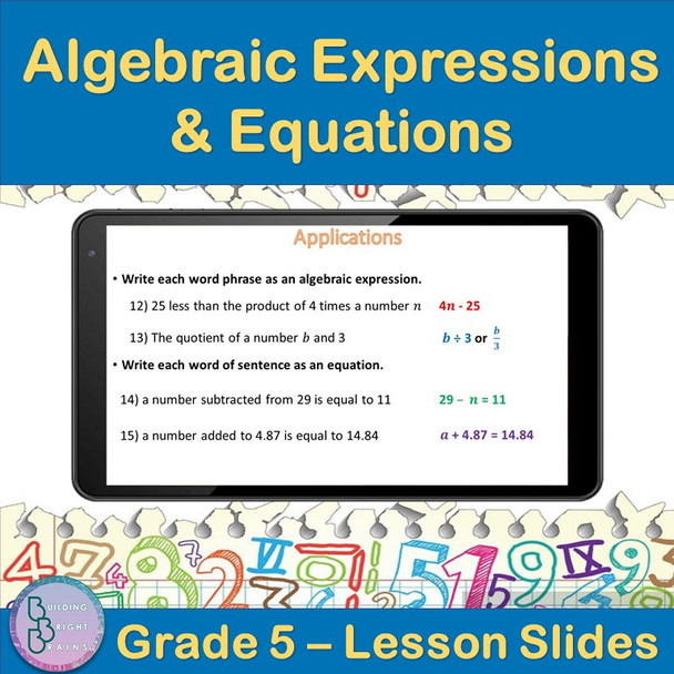 Algebraic Expressions and Equations | 5th Grade PowerPoint Lesson Slides