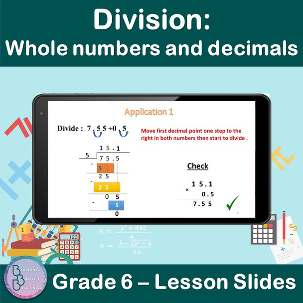 Division: Whole numbers and decimals | 6th Grade PowerPoint Lesson Slides