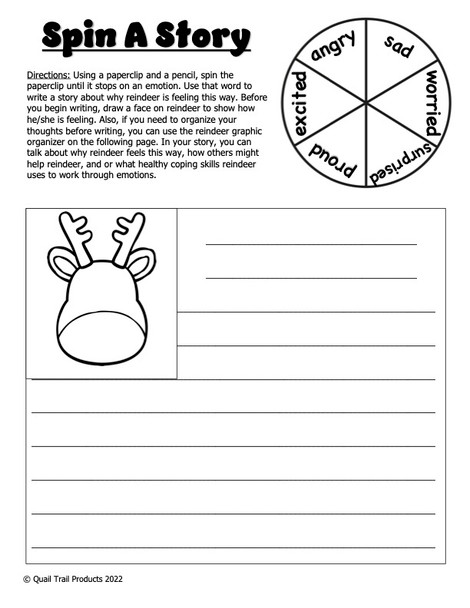 Social/Emotional Activities and Worksheets | Reindeer Theme