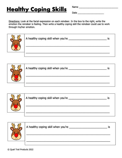 Social/Emotional Activities and Worksheets | Reindeer Theme