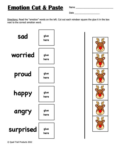 Social/Emotional Activities and Worksheets | Reindeer Theme