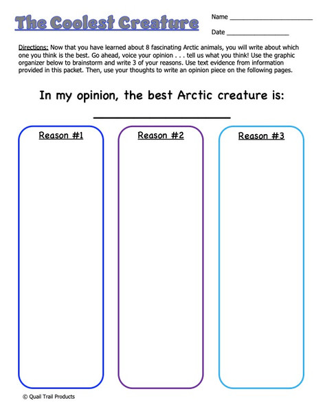 Animal Adaptations in the Arctic Habitat Worksheets and Activities