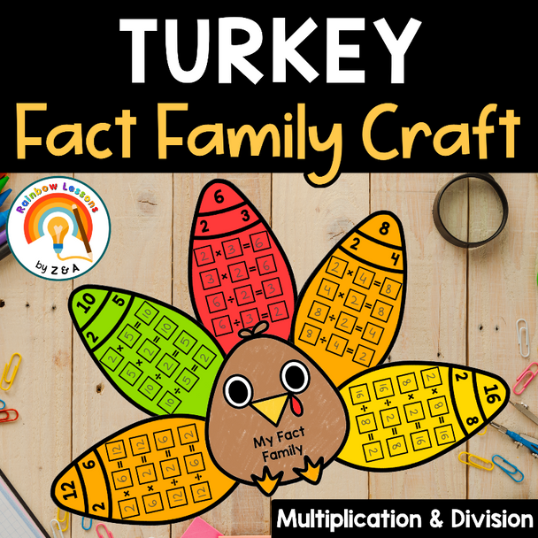 Turkey Math Craftivity | Fact Family | Fact Families Multiplication and Division