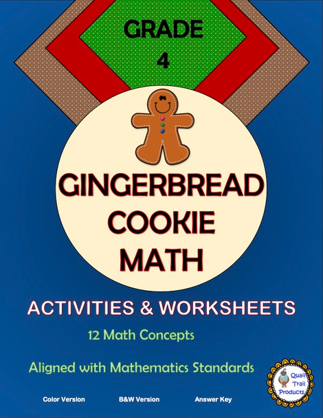 Grade 4 MATH Worksheets | Gingerbread Cookie Theme