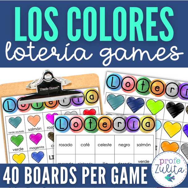 Spanish Colors Vocabulary Lotería Game - Los Colores BINGO