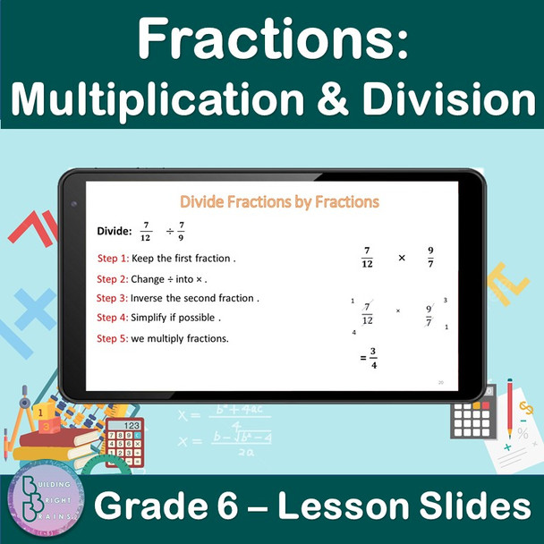 Fractions: Multiplication & Division | 6th Grade PowerPoint Lesson Slides