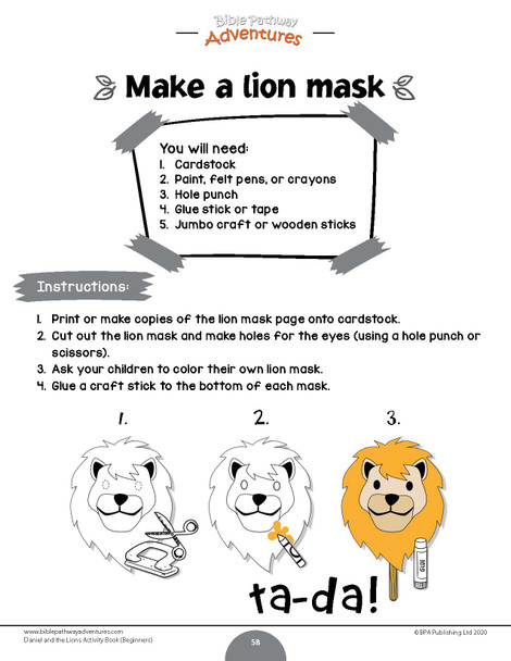 Daniel and the Lions Activity Book for Beginners