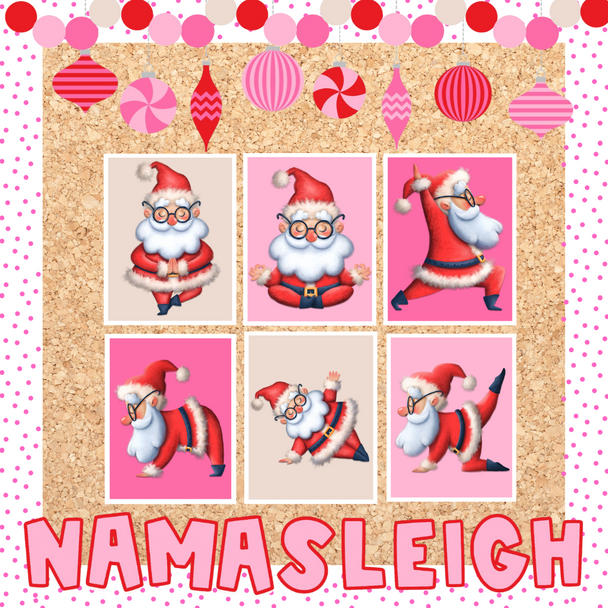 Christmas PE Bulletin Board | Namasleigh Santa