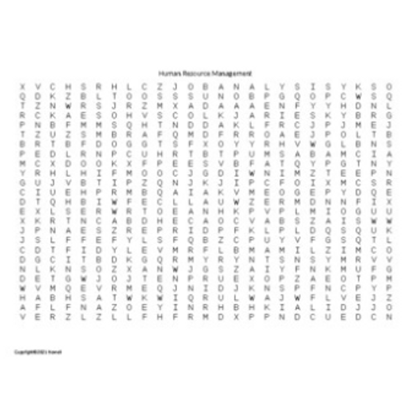 "Human Resource Management" Word Search for an Entrepreneurship Course