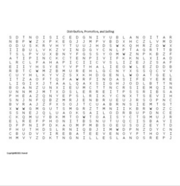 "Distribution" Word Search for a Business or Entrepreneurship Course