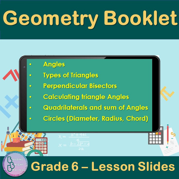 Geometry Booklet | 6th Grade PowerPoint Lesson Slides Triangles Circles Medians