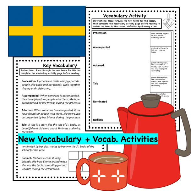 St. Lucia's Day Sweden Comprehension Activity Pack- Holidays Around the World 