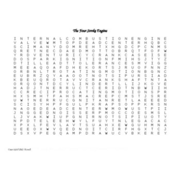 The Four Stroke Engine Vocabulary Word Search for an Agriculture Power Class