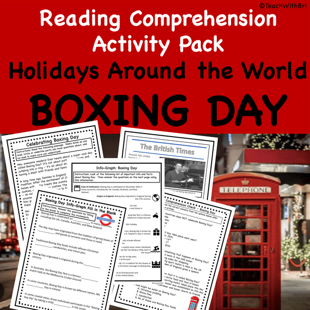 Boxing Day United Kingdom Reading Comprehension Pack for Christmas and Holidays