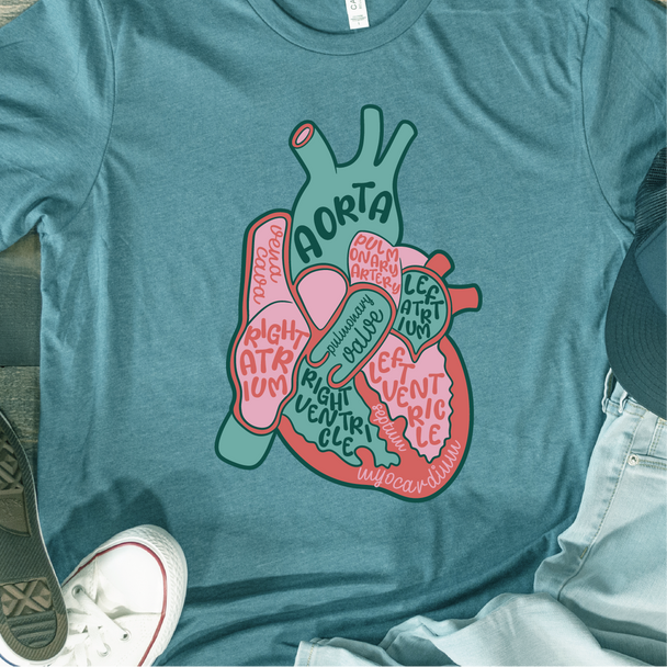 "Heart Parts in Teal" Unisex Tee