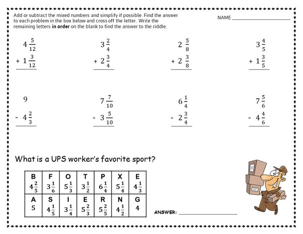 Add and Subtract Fractions and Mixed Numbers with LIKE Denominators