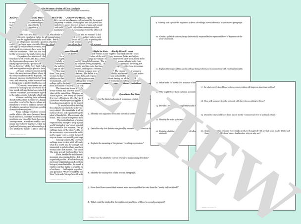 Women's Suffrage Point of View Text and Image Analysis