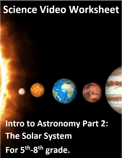 Intro to Astronomy Part 2: The Solar System. Video sheet, Easel & more. V4