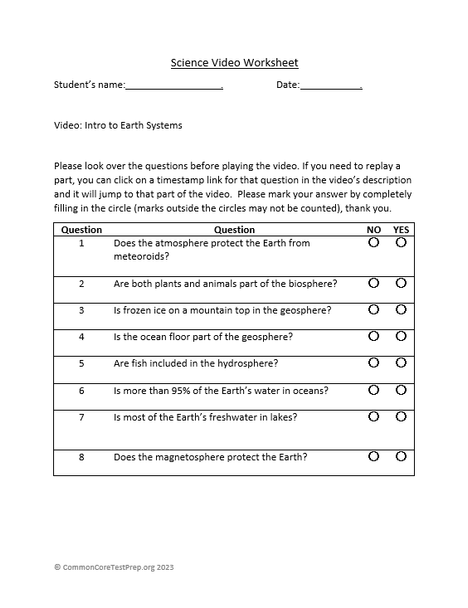 Intro to Earth Systems. Video sheet, Google Forms, Easel & more (V2).