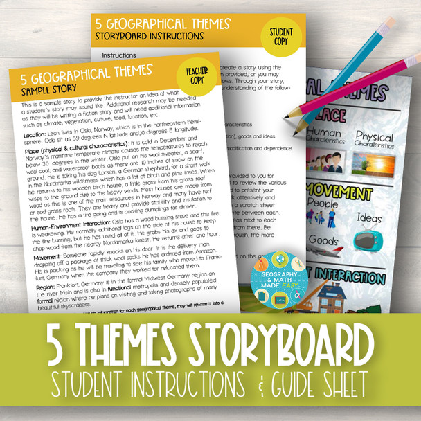 5 Geographical Themes Magnetic Story Board Middle School Cooperative Activity