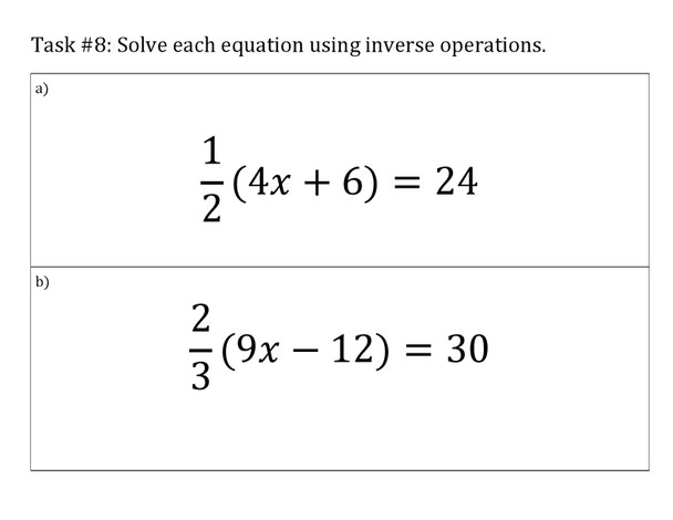 Solving Equations Thin Slicing Lesson - 8th Grade Math 8.EE.7b
