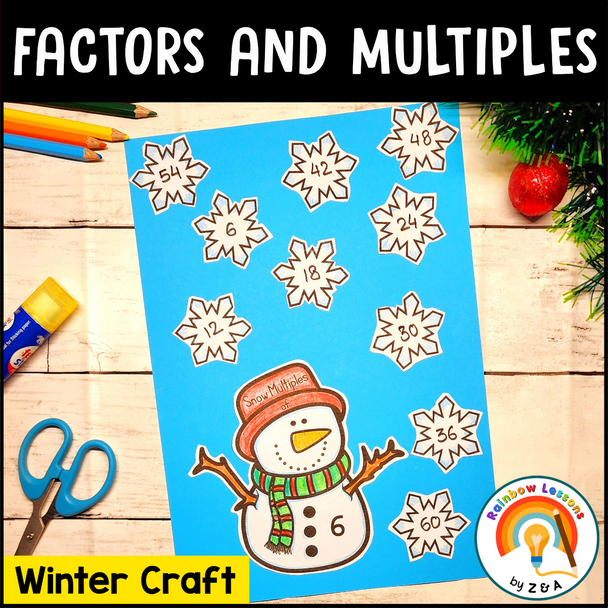 Christmas Math Crafts | Factors and Multiples Game | Winter Math Craft | Snowman