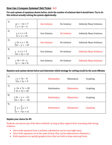 Comparing Systems of Linear Equations: Grade 8 Math