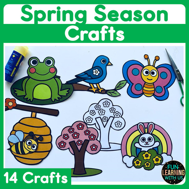 Spring Crafts | Bugs Insects Rabbit Birds Butterfly & Frog Crafts