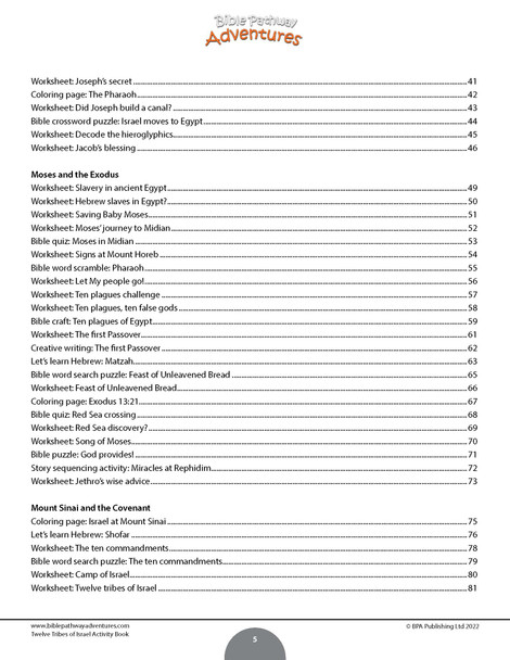 Twelve Tribes of Israel Activity Book Twelve Tribes of Israel Activity Book