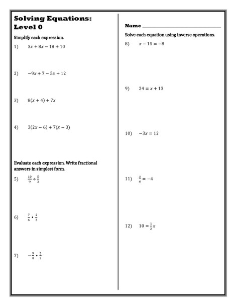 Level Ups: Solving Single Variable Equations 8th Grade Math