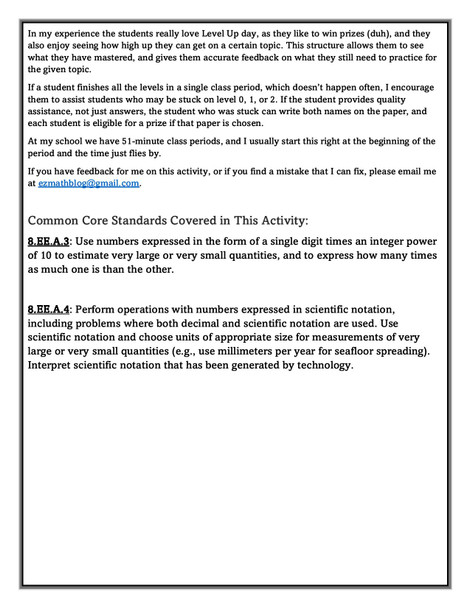 Level Ups: Scientific Notation 8th Grade Math