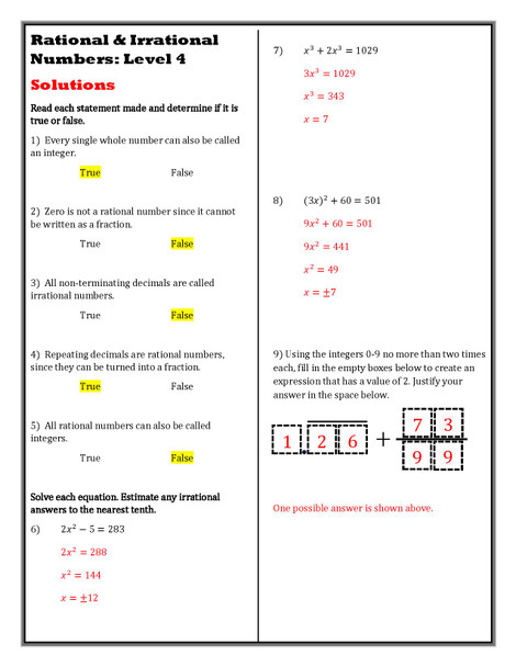 Level Ups: Rational & Irrational Numbers 8th Grade Math