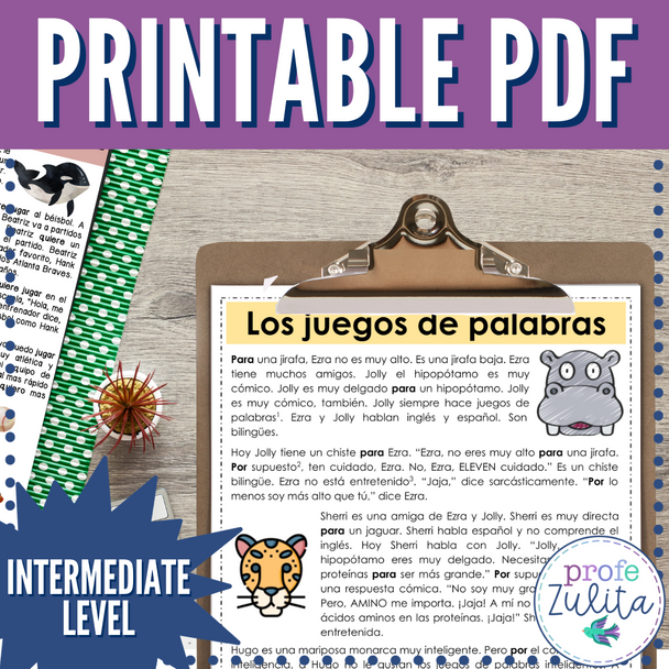 Spanish Short Story Library 5 - 10 PDF Printable Intermediate CI Stories FVR SSR